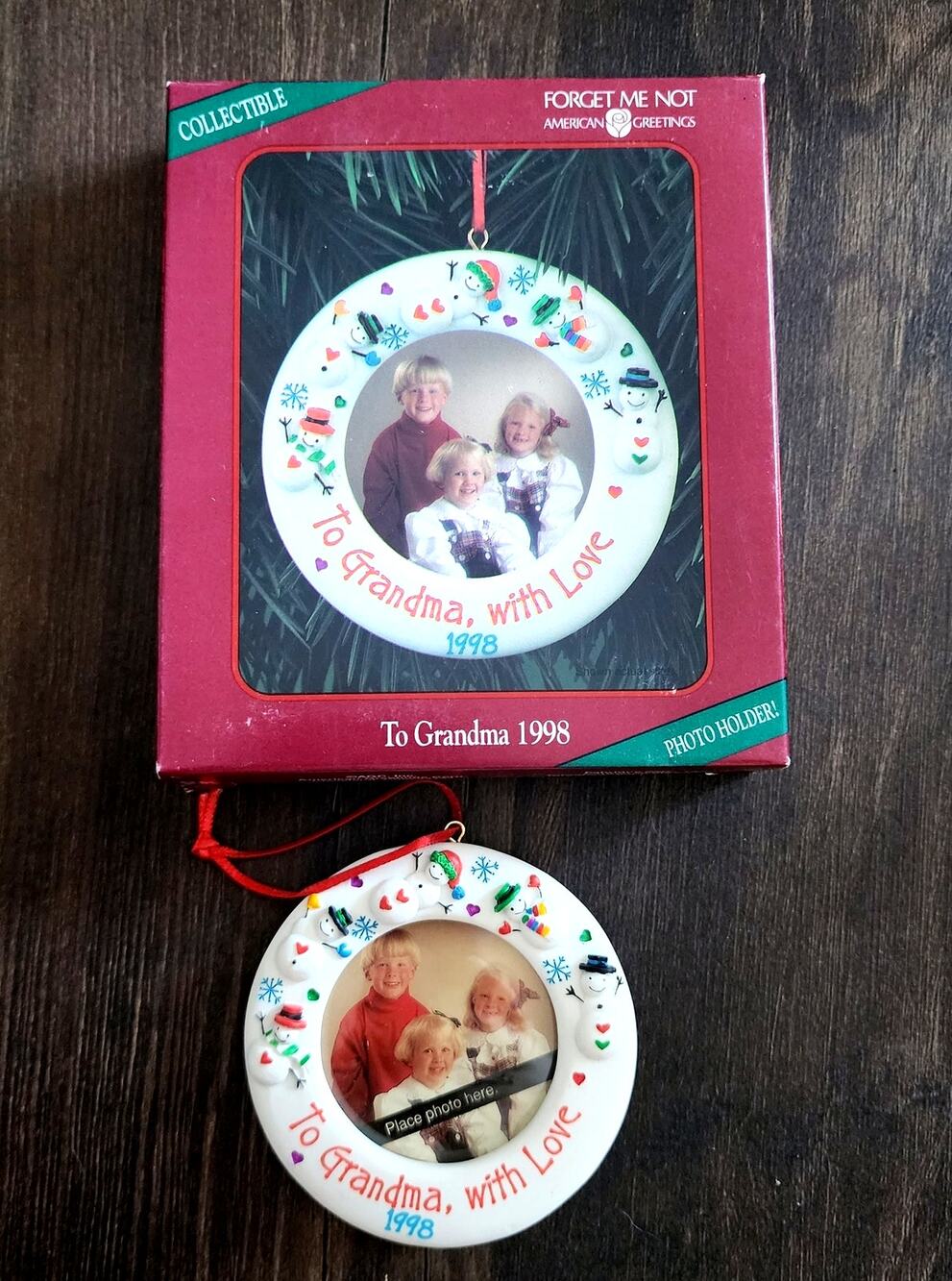 1998 American greetings Grandma Collectible photo holder Christmas ornament